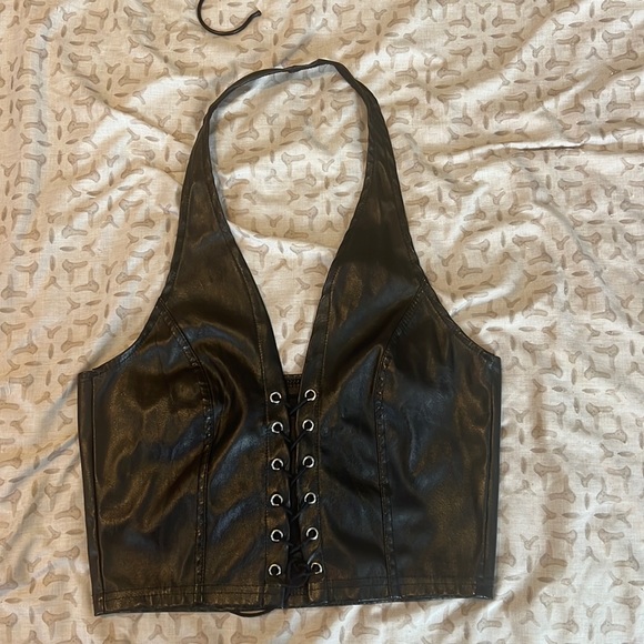 Tops - Black, leather top